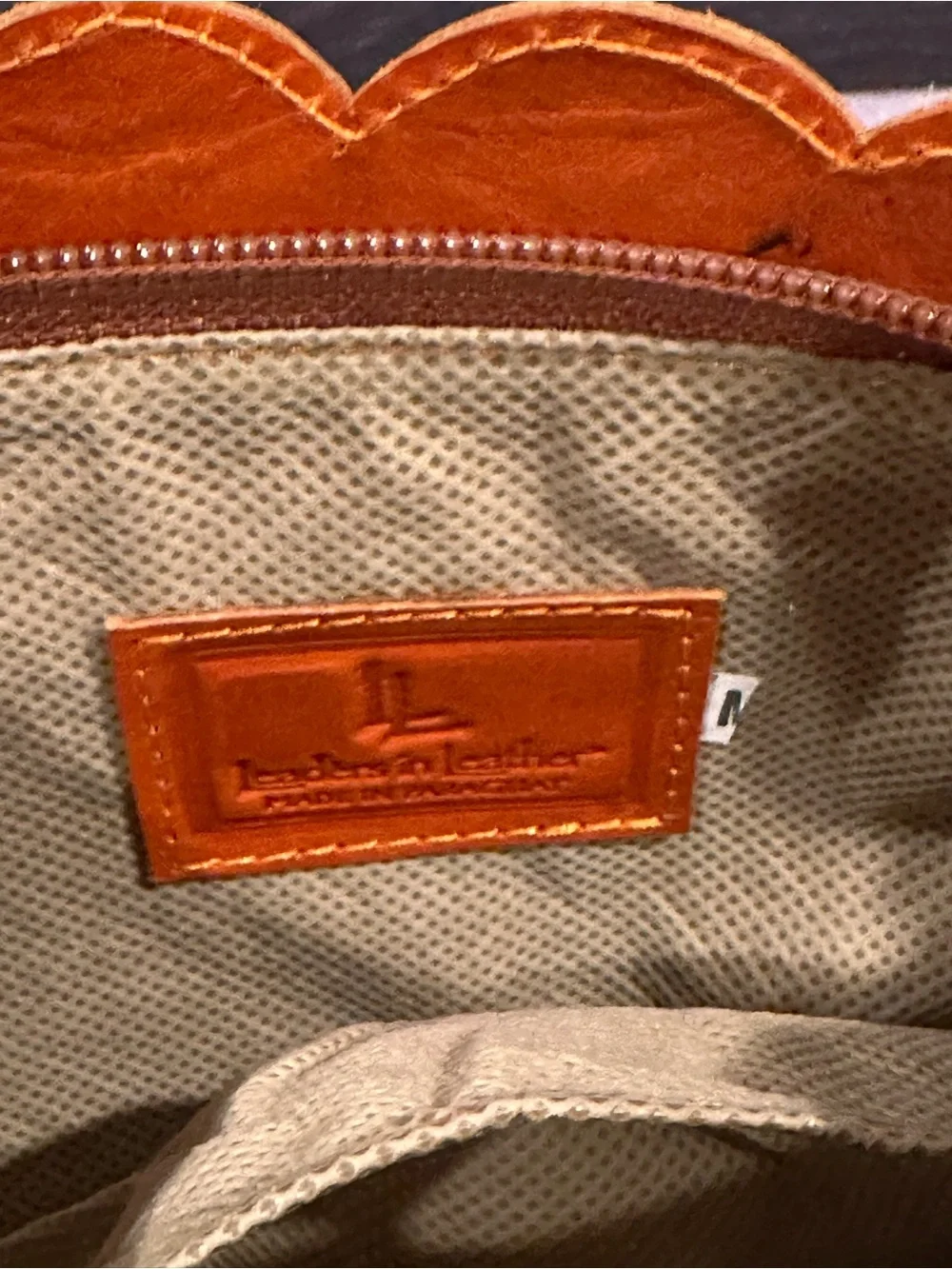 Leaders in Leather Orange Hand Tooled Floral Wristlet Clutch Bag Paraguay